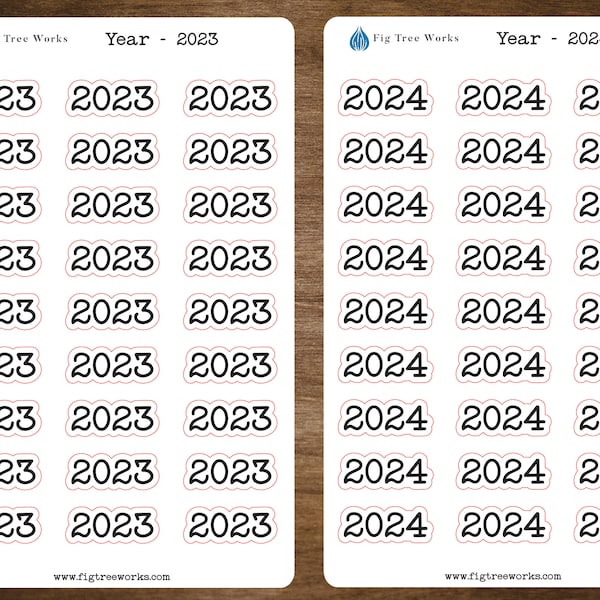 Year Header Planner Stickers  | 2022, 2023, 2024, or 2025 Sticker, Kiss Cut, Matte Finish | Style B