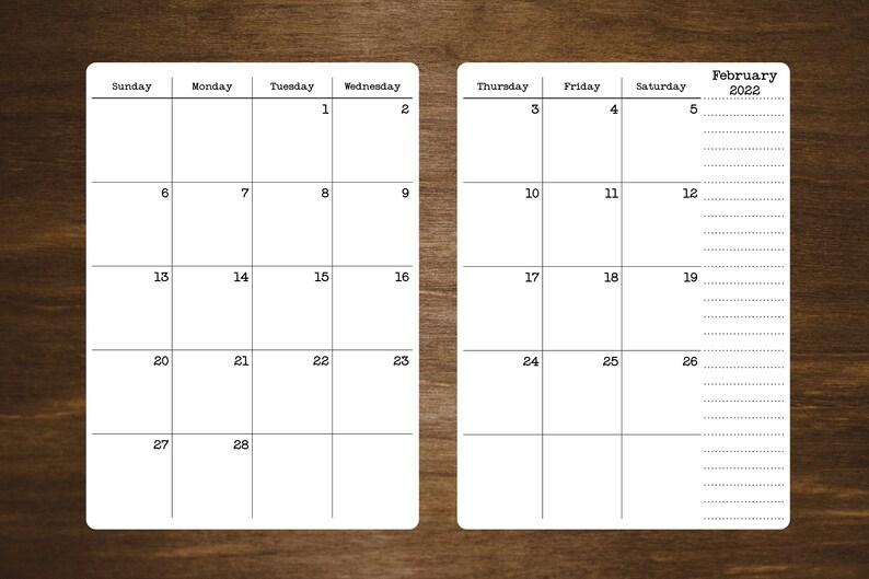 Two Page Calendar Stickers for Planners and Journals 2023 Etsy