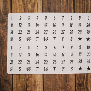 Date Planner Round Stickers  | Day Numbers Sticker Sheet, Kiss Cut, Matte Finish