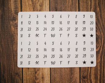 Date Planner Round Stickers  | Day Numbers Sticker Sheet, Kiss Cut, Matte Finish