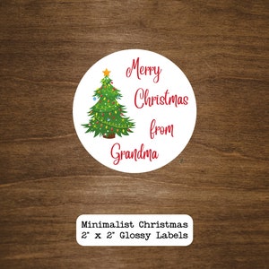 Minimalist Merry Christmas Round Stickers, Gift Card Envelope Seals, Gift Wrap Stickers,  2&quot; Circle Stickers | Set of 12