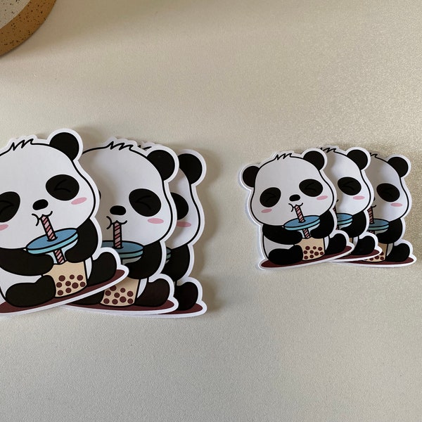 Panda Boba Vinyl Sticker | Cute Panda Drinking Boba Sticker | For Laptops, Water Bottles, Journals, Planners, Tablets | Die Cut