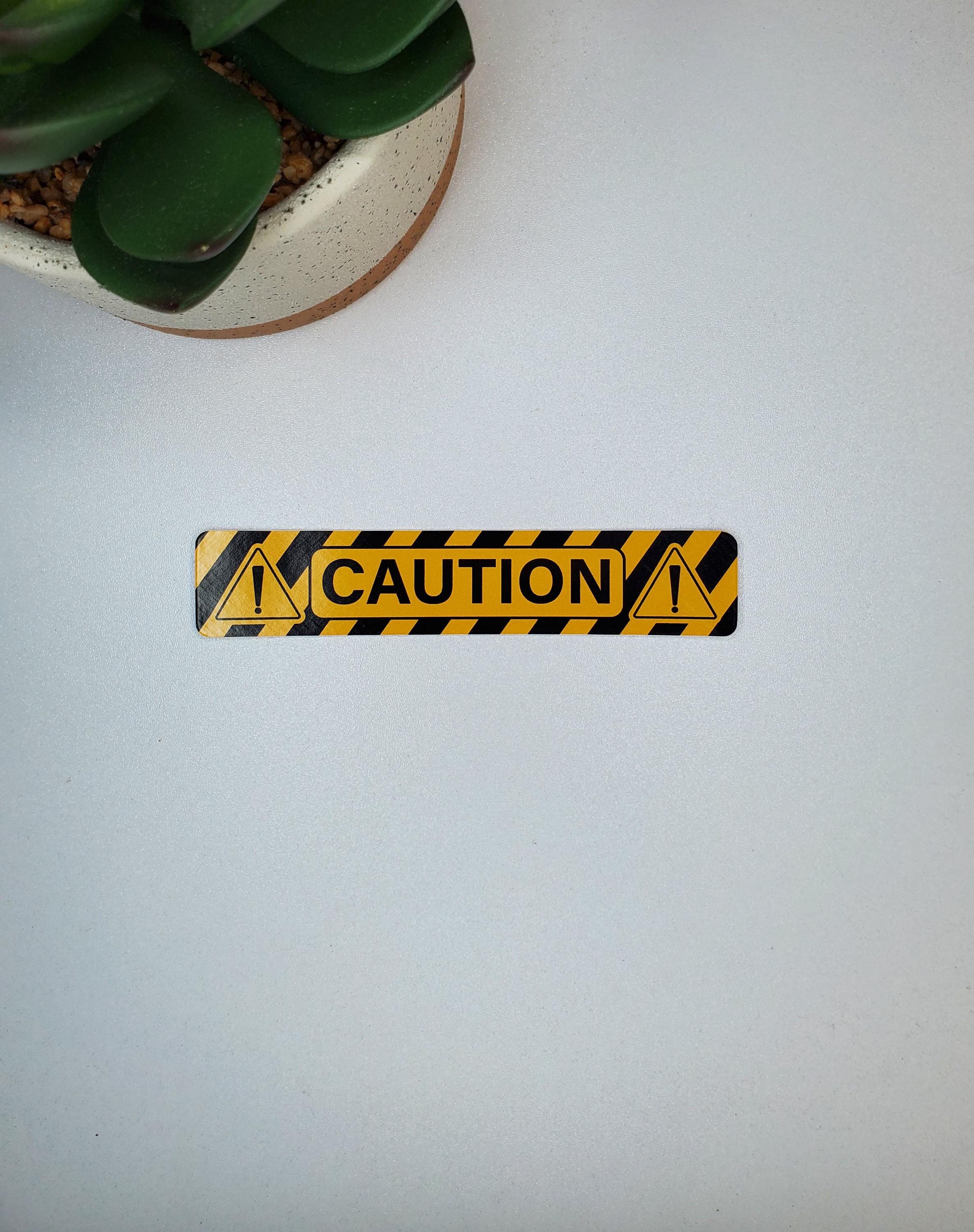 Caution Vinyl Sticker | Die Cut, Glossy, Vinyl | Warning Stickers ...