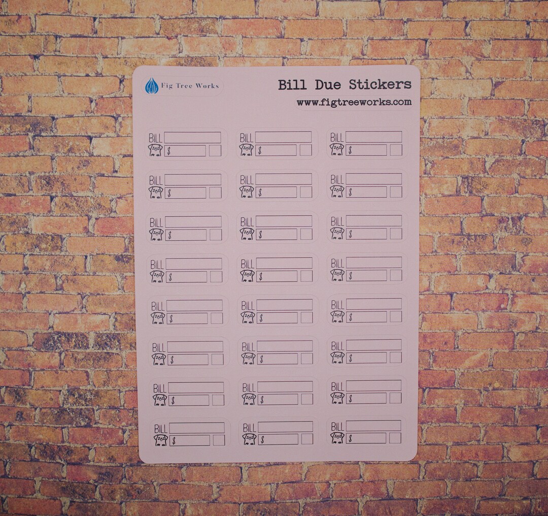 Bill Tracker Stickers Bill Due Stickers Payment Bill Reminder Stickers ...