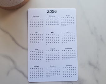 4" x 6" Year At A Glance Calendar Sticker | Start On Any Month | For Planners and Journals | Year Sticker, Matte Finish