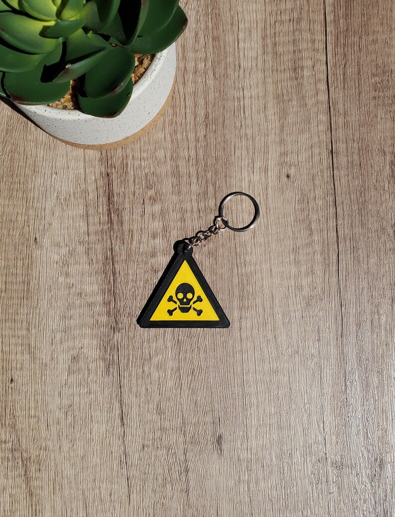 Warning Sign 3D Printed Keychain | Choose From Biohazard, Radioactive ...