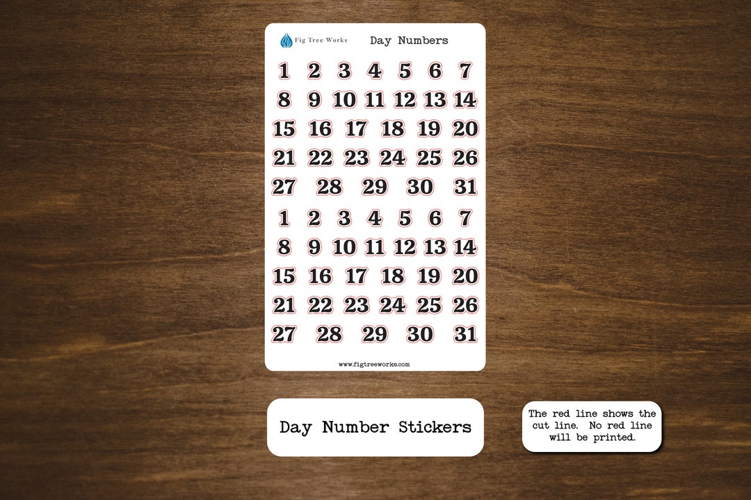 Day Code Stickers Day Number Stickers | Sheet Contains Two Sets | Date Sticker, Kiss Cut ...