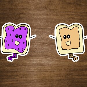 Peanut Butter & Jelly Vinyl Stickers | Die Cut, Glossy, Vinyl | Peanut Butter and Jelly Sandwich Stickers | Set of 2
