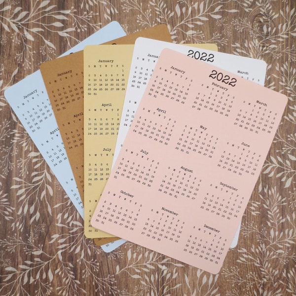 Year At A Glance Calendar Sticker | 2024, 2025, or 2026 | Start On Any Month | For Planners and Journals  | Matte Finish, 5" x 7"