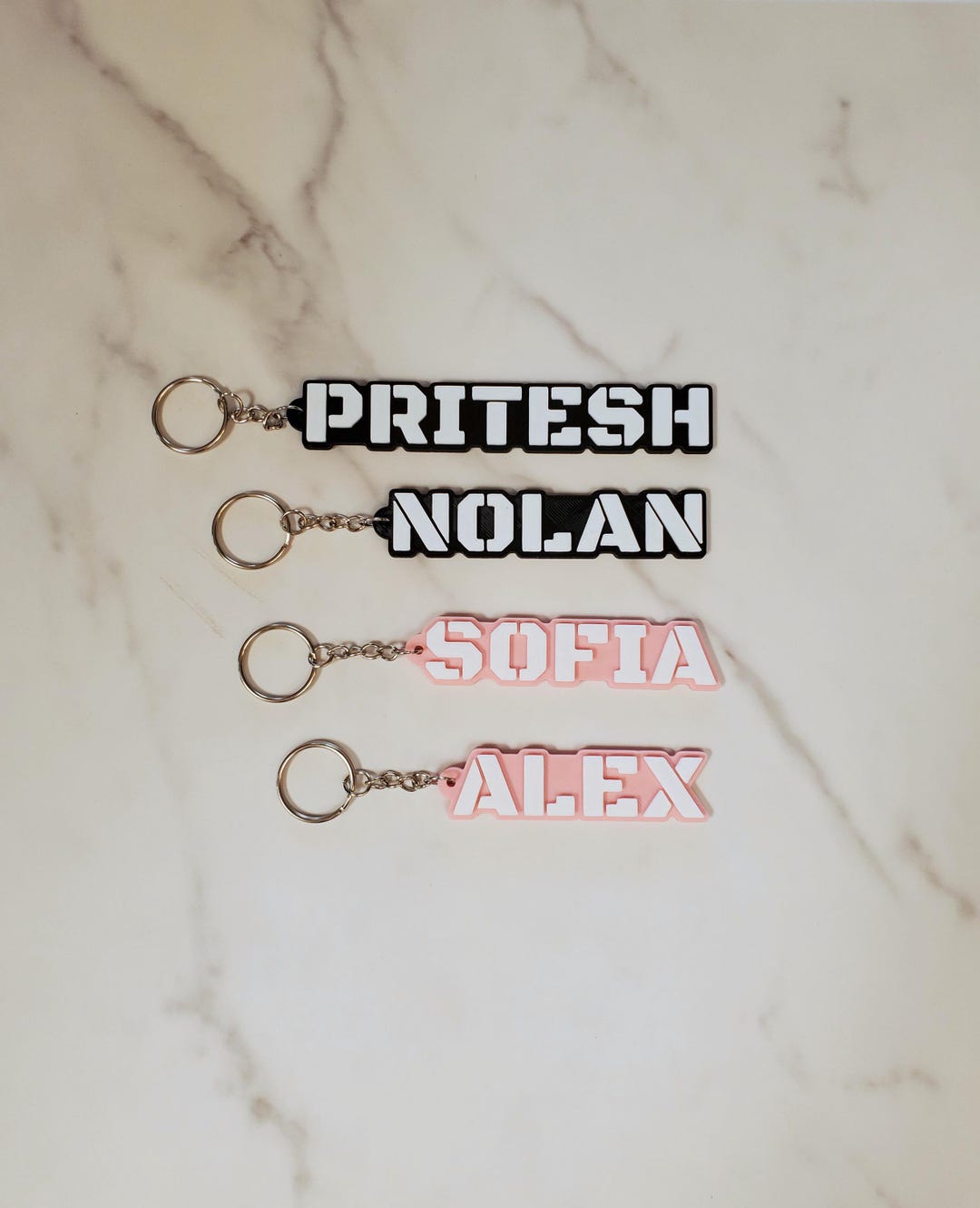 Custom 3D Printed Name Keychain | Includes Metal Keyring - Etsy