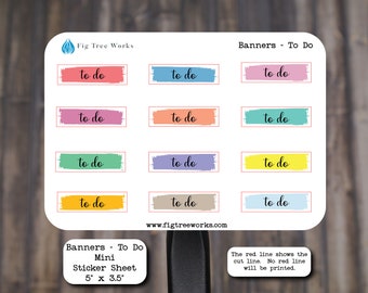 To Do Banners Mini Sticker Sheet  | Banner Planner Stickers for Planners, Journals and Notebooks  | Kiss Cut, Matte Finish