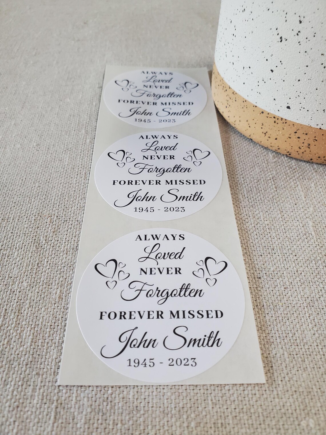 Custom Memorial Round Stickers | Always Loved Never Forgotten Forever ...