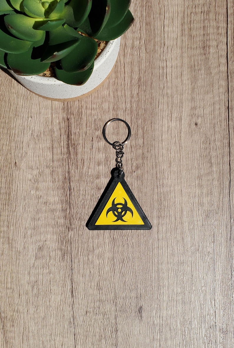 Warning Sign 3D Printed Keychain | Choose From Biohazard, Radioactive ...