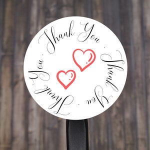 Thank You Hearts Round Stickers, Envelope Seals, Packaging Stickers,  2&quot; Circle Stickers | Set of 12