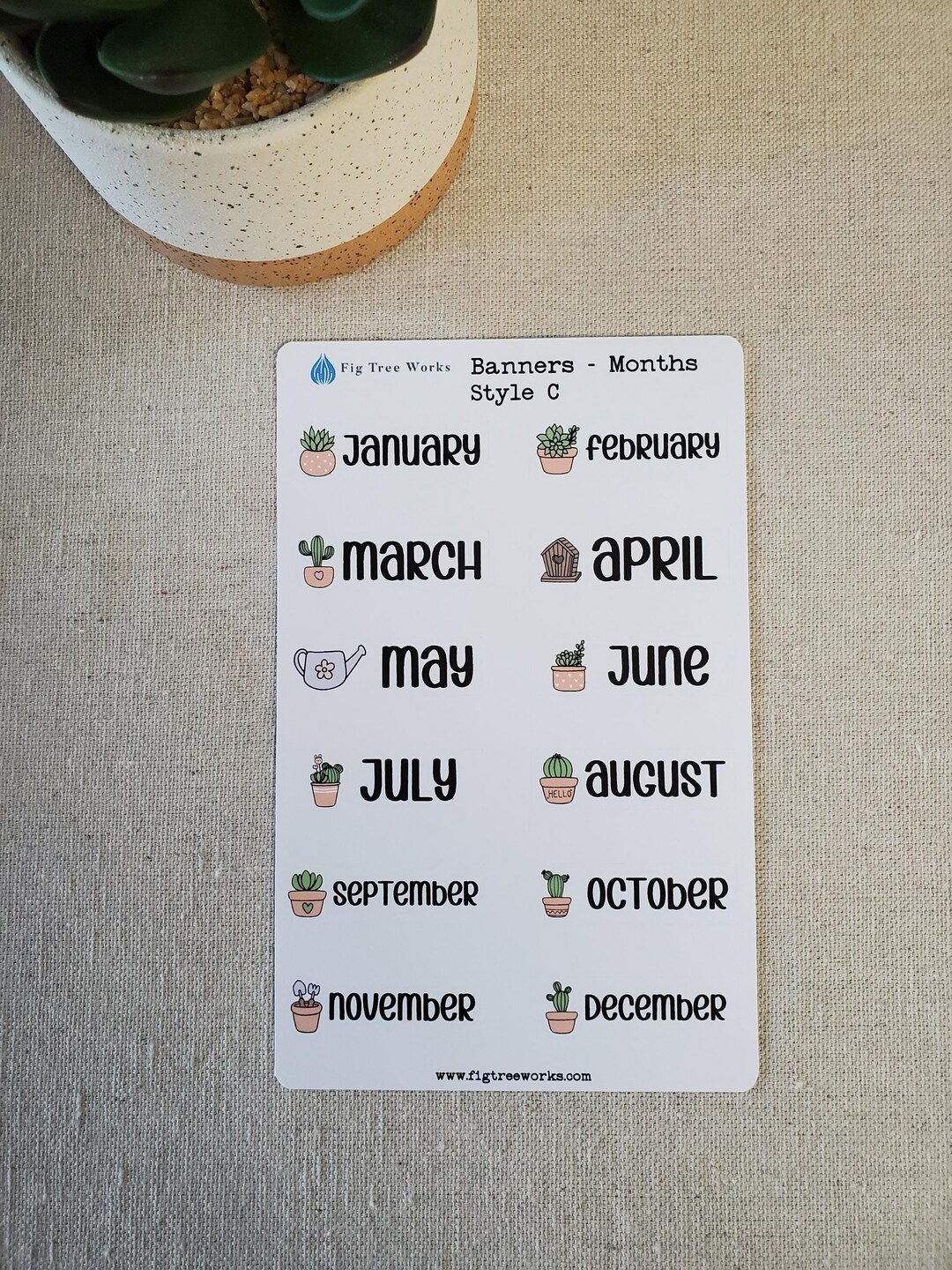 Months Banner Sticker Sheet | Month Header Stickers for Planners ...