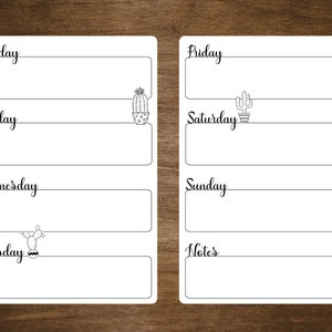 Two Page Undated Weekly Stickers Starts Sunday or Monday | Two Stickers Per Week | B5 (6.9&quot; x 9.8&quot;) | Cactus Design