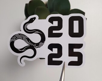 2025 Year of the Snake Vinyl Sticker | Chinese Lunar New Year | Stickers for Planners, Journals, Bujos, and More | Die Cut, Glossy | Style C