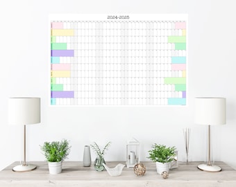 Large Academic Wall Calendar 2025 - 2026 | Start On July or August | Wall Annual Planner | 36&quot; x 24&quot; or 24&quot; x 16&quot; | Physical Print Only