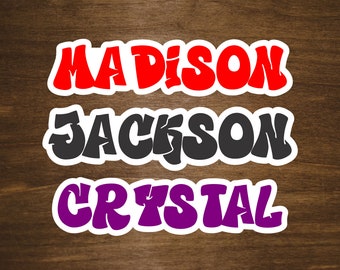 Custom Name Sticker | Graffiti Font, Die Cut Glossy Vinyl