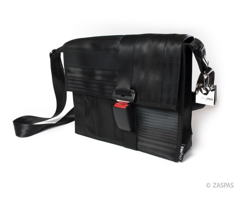 Recycled seatbelts bag BLK 35-14, messenger bag, buckle, Briefcase, upcycled image 2
