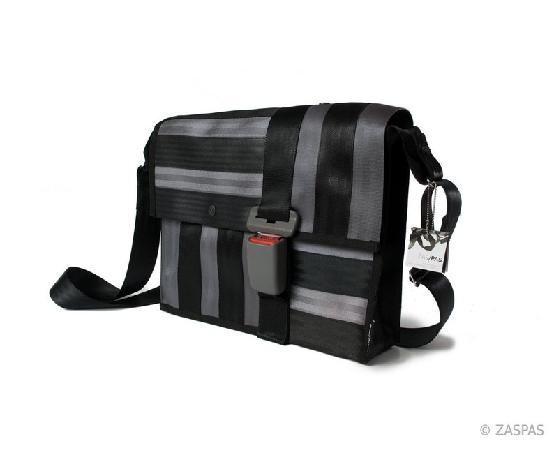 Recycled seatbelts bag BAS 35-14, messenger bag, buckle, Briefcase image 2