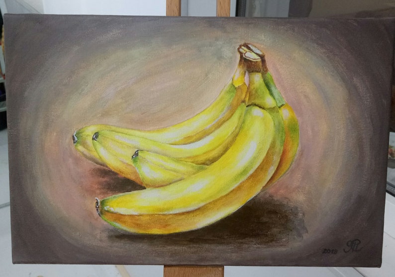 Bananas Artwork Acrylic Painting Original on canvas 20x30cm Etsy
