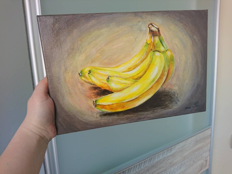 Bananas Artwork Acrylic Painting Original on canvas 20x30cm Etsy