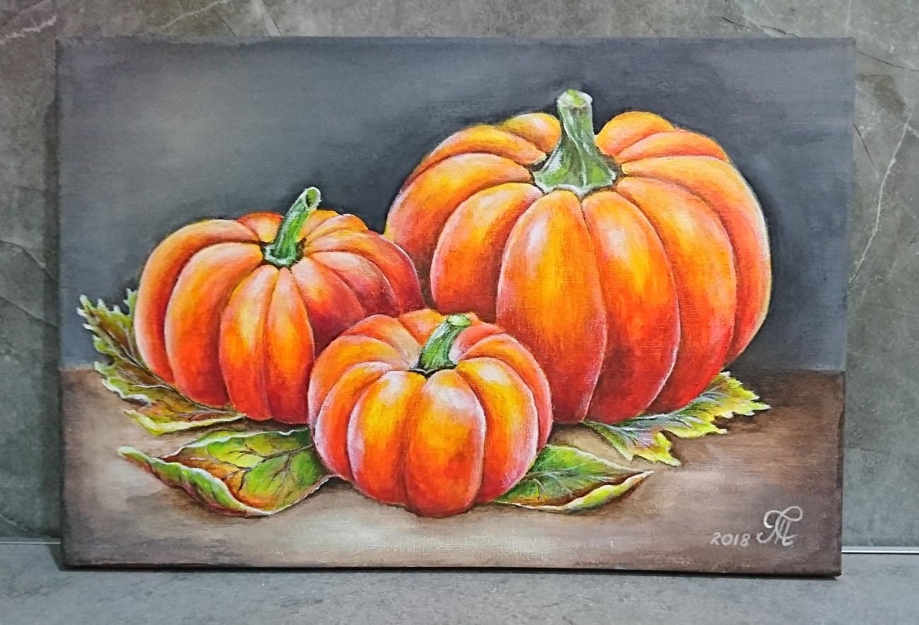 Pumpkins Acrylic painting vegetable painting fine art Etsy