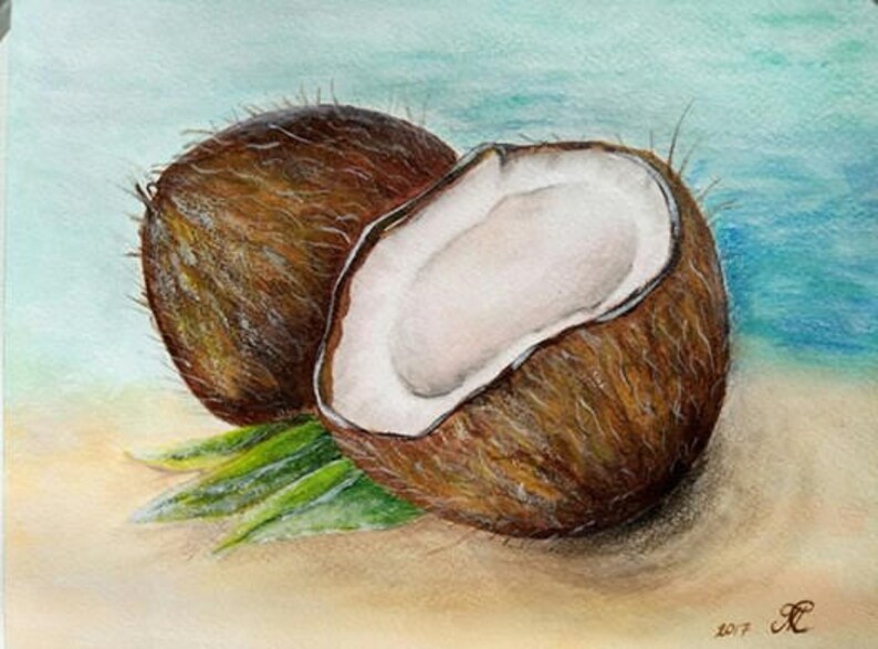 Coconut painting original acrylic painting wall art kitchen Etsy