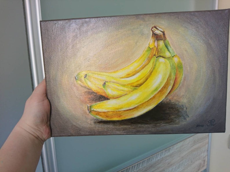Bananas Artwork Acrylic Painting Original on canvas 20x30cm Etsy
