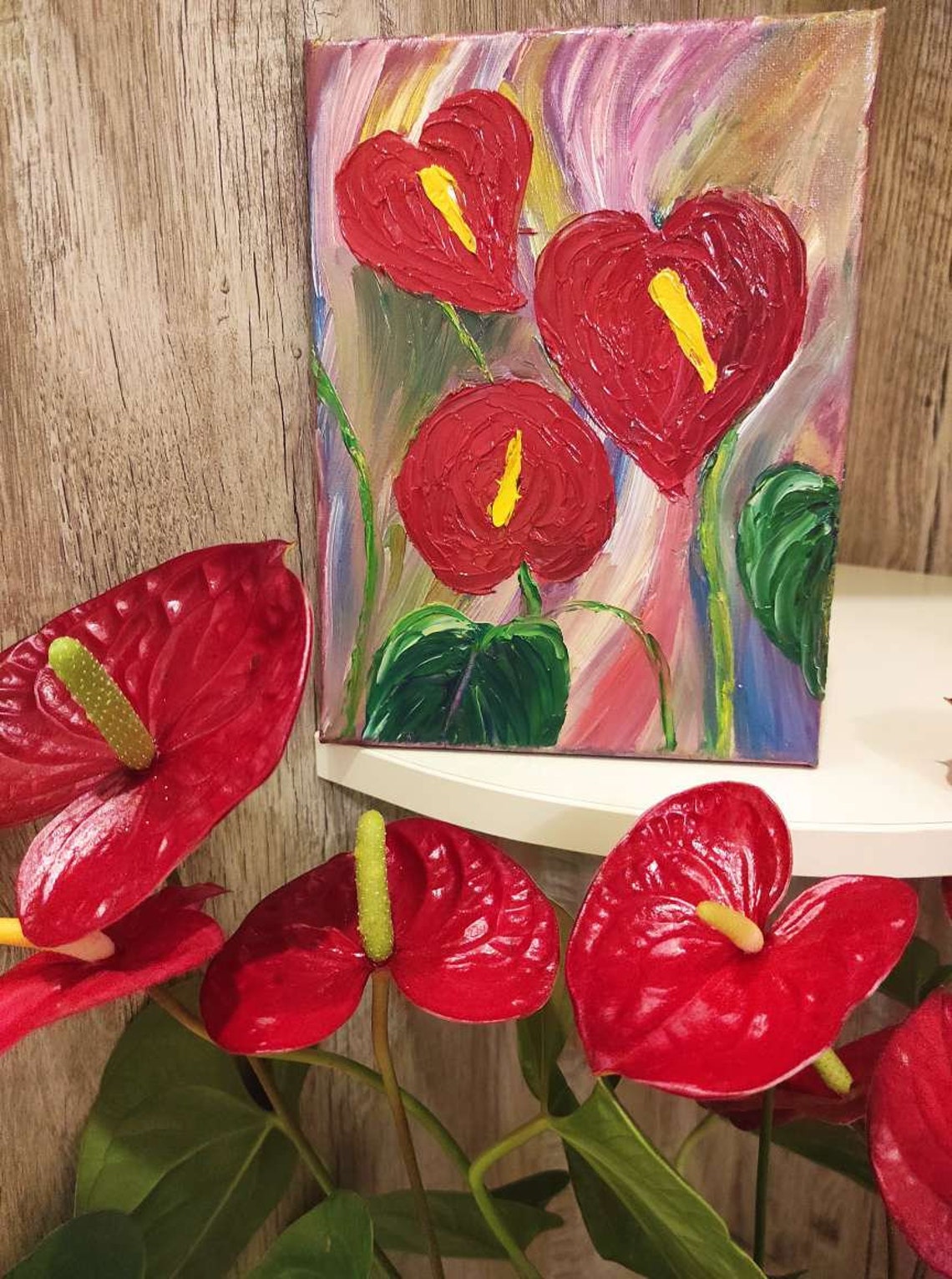 Anthurium Oil painting Floral painting Original hand painted Etsy