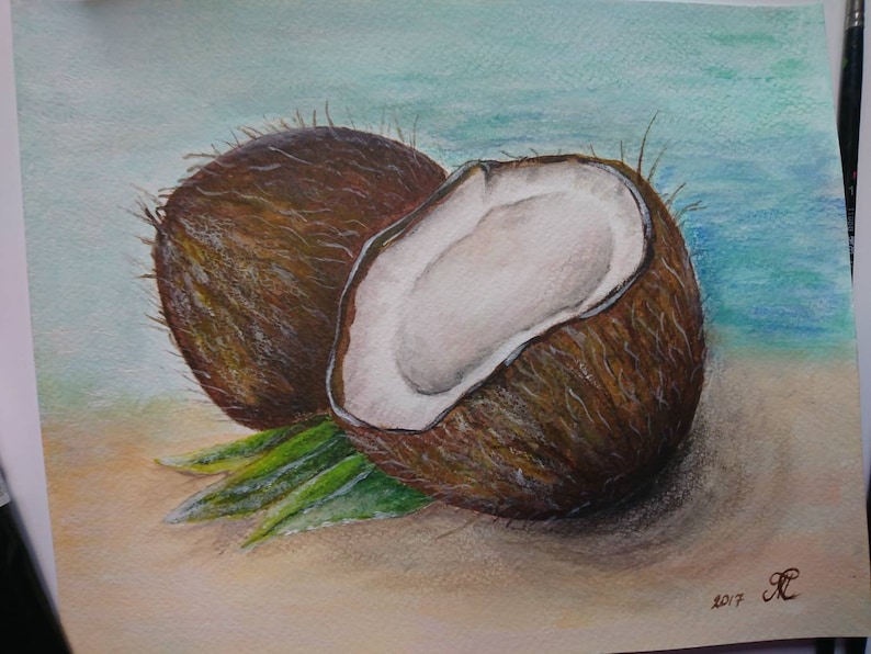Coconut painting original acrylic painting wall art kitchen Etsy