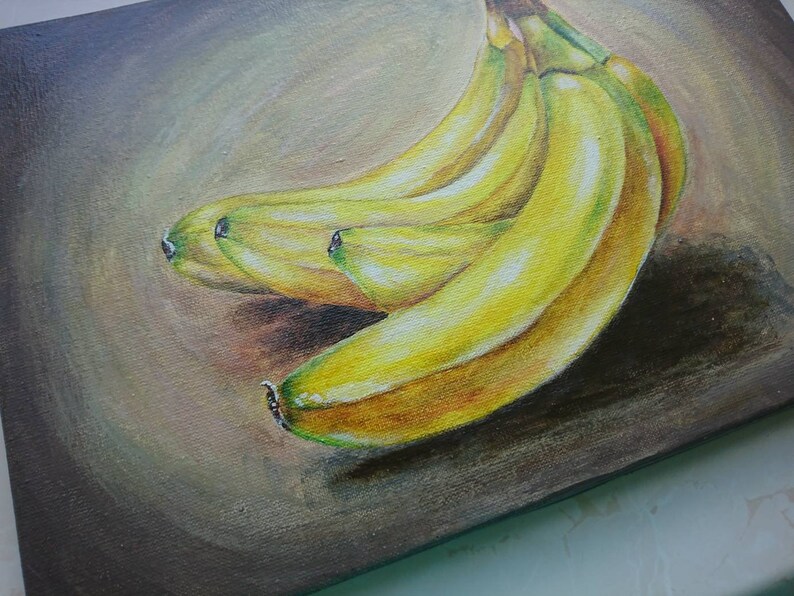 Bananas Artwork Acrylic Painting Original on canvas 20x30cm Etsy