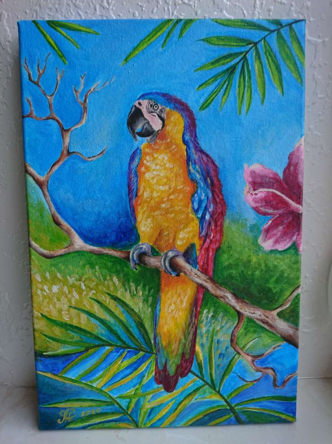 Parrot Painting Bird artwork Original Acrylic Painting Fine Etsy