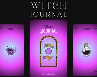 WITCH JOURNAL Spells Editable | Magic | Potions | Notes Workbook Journal Canva Template | Diary Notebook