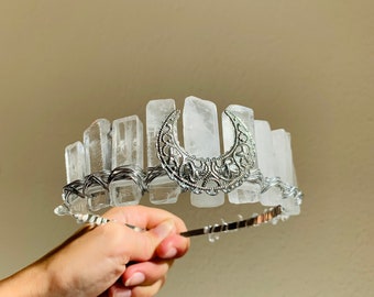 Clear Quartz Crown Fairy Gold Bohemian Crystal Headpiece Master Healer