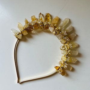 Citrin Göttin Tiara Gold Sun Wire Tiara Boho Braut & Festival Kopfschmuck