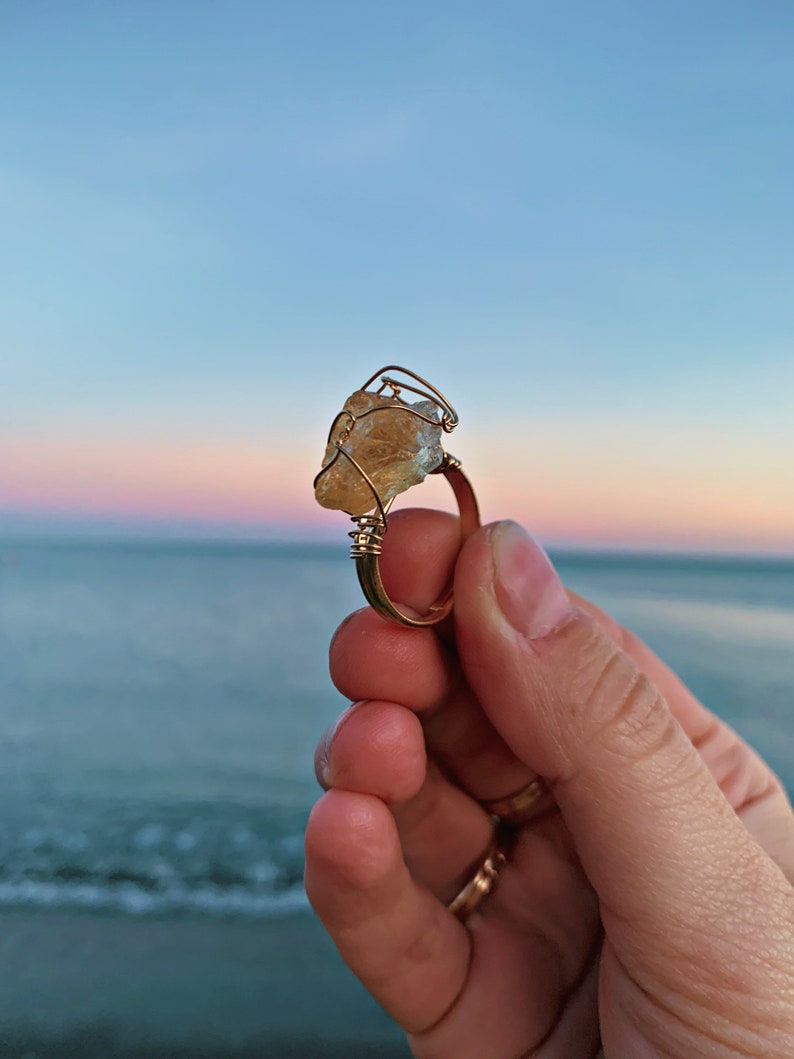 RAW CRYSTAL RINGS fairy crystal bohemian tiara wedding accessories festivals moon jewellery witchcraft gift love crystals CITRINE