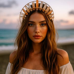 Halo Boho Citrien Kristallen Tiara Voorspoed en vertrouwen Zendspoel