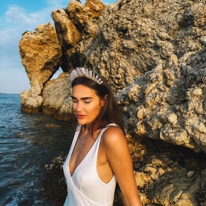 Rose Quartz Crystal Crown: Gold Halo Bohemian Tiara