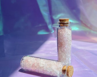 Rose Quartz Crystal Wish Bottle – Handmade Healing Gemstone Talisman