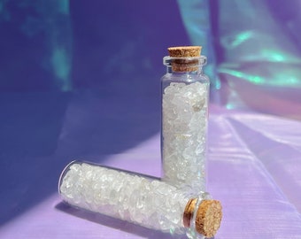 Clear Quartz Crystal Wish Bottle – Handmade Healing Gemstone Talisman