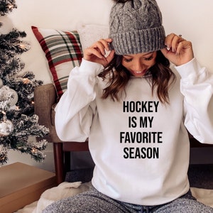 Hockey Mom Sweater, Hockey Mom Sweatshirt, Hockey Mom Gift, Crewneck Sweatshirt, Hockey Mom, Canadian Made, Gift for Her, Hockey is my Fav