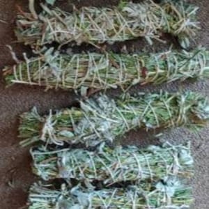 White sage ( Artemisia ludoviciana )/ Wild Cedar / Sweetgrass combined    smudgesticks / whole or ground pkgs
