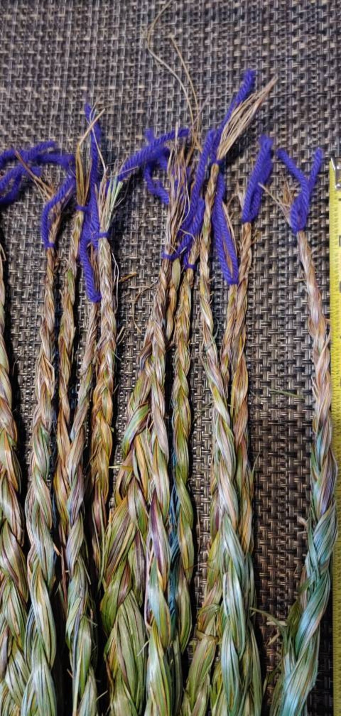 One 2426 inch sweetgrass braid with purple ties Etsy