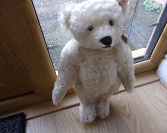 Vintage Steiff 01092 White mohair growler Teddy Bear with white label