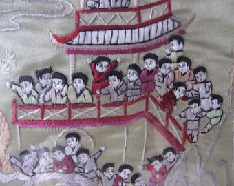 Chinese Silk Embroidery features the fabled “100 Sons of King Wen”
