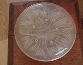 Lalique style wheatsheaf pattern shallow opaque glass footed bowl