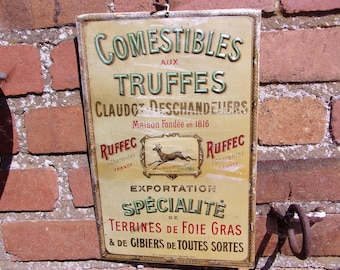 レア アンティーク フランス 食料品 オトリュフ トールウェア ブリキ プラーク 広告サイン 1940 年代頃