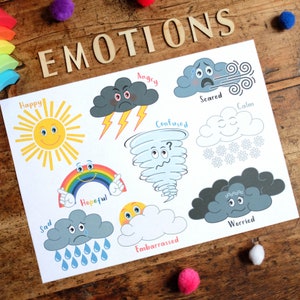 Weather Emotions - A4 Print and 9 x large individual weather emotions on A4 - Printable Digital Download